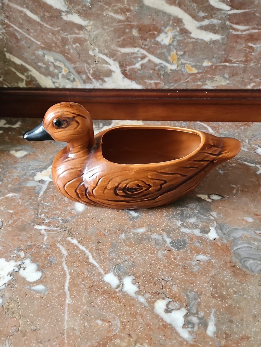Vintage Replo Ceramic Wood Duck Planter Japan